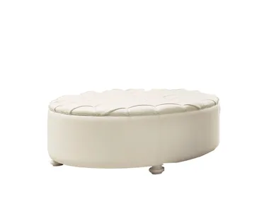 FASHION TIME - Upholstered round leather pouf _ Barnini Oseo